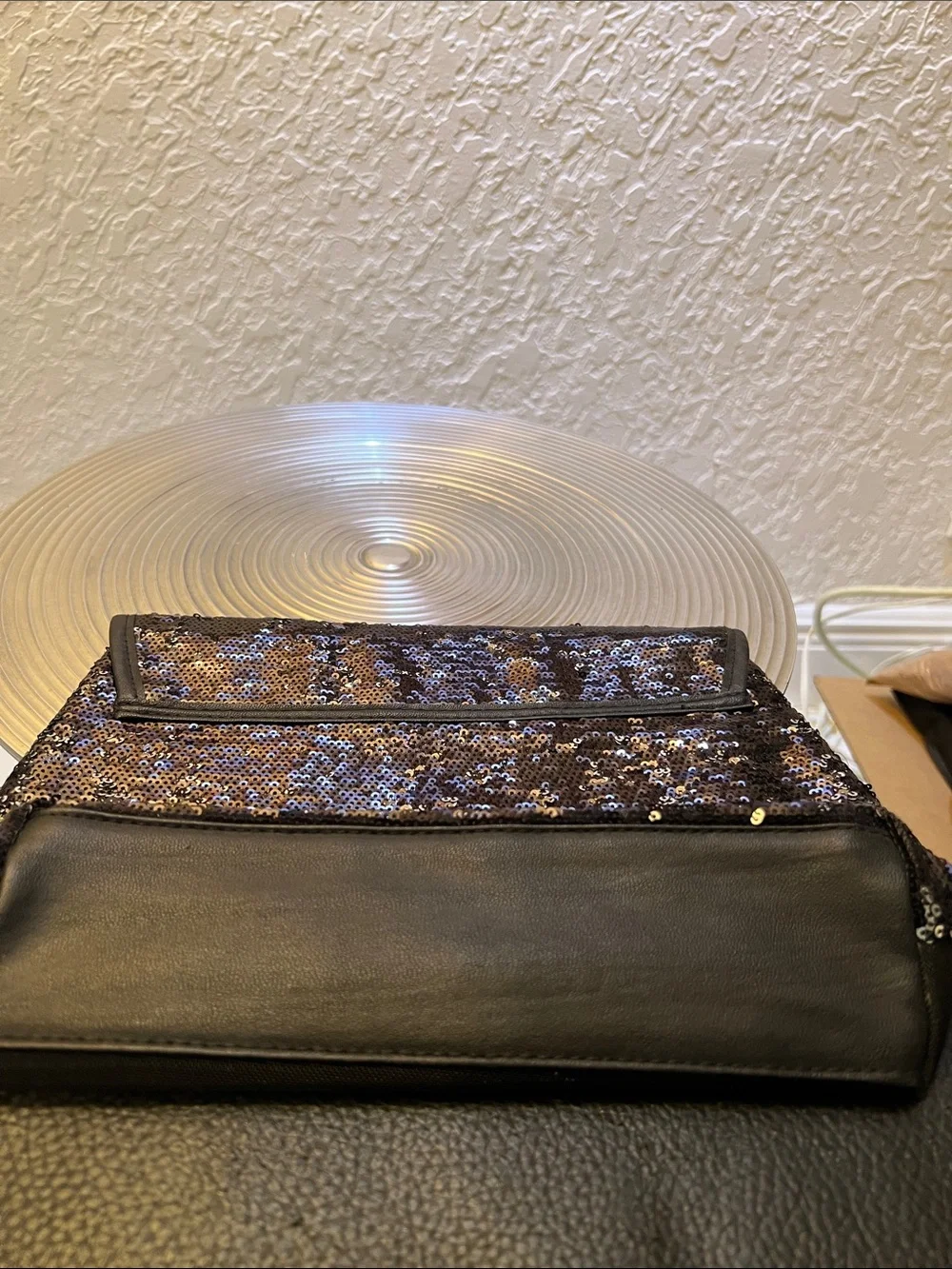 BLACK MESH and SEQUIN MULTI PURPOSE CLUTCH BAG